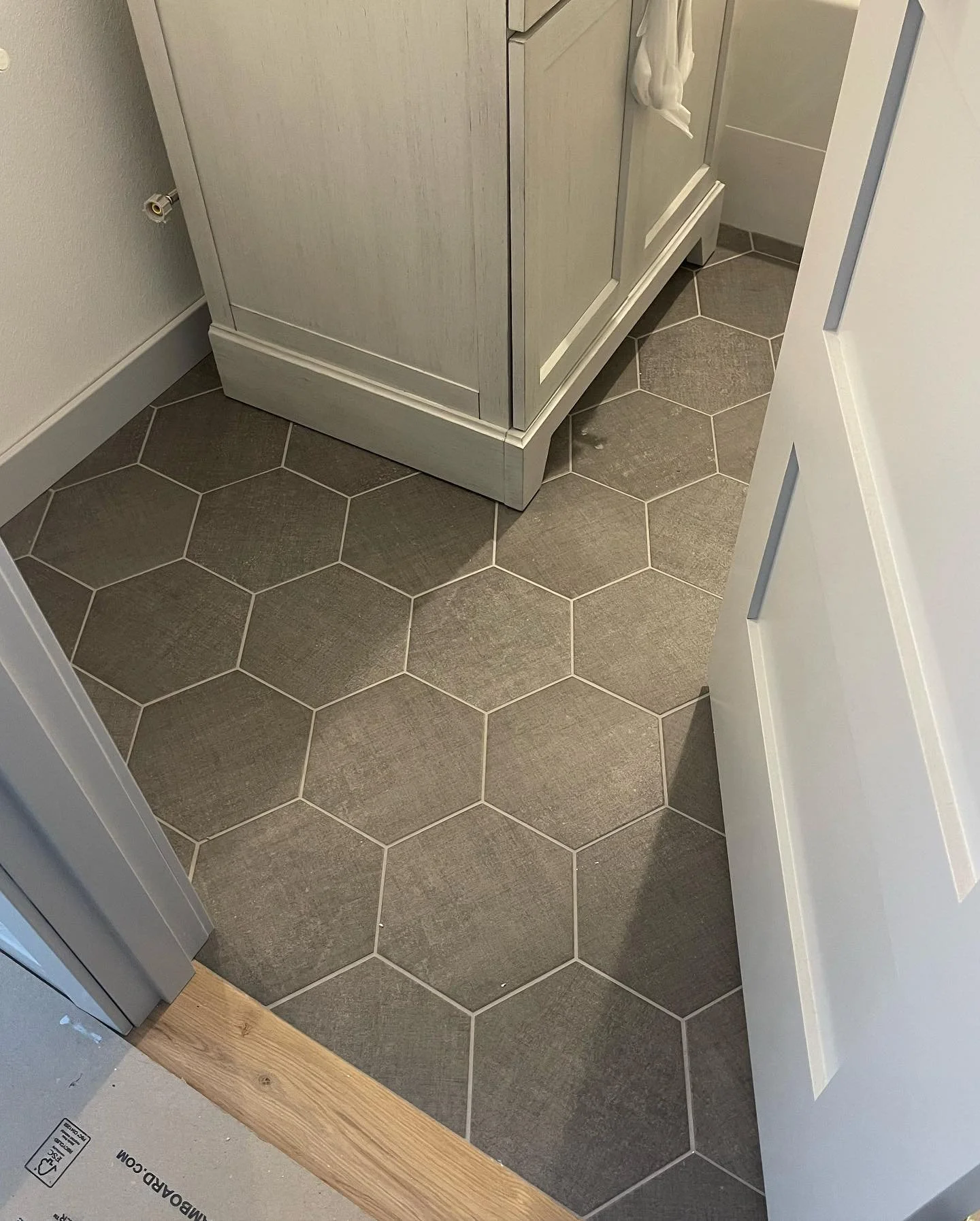 Fresh tile installation in progress